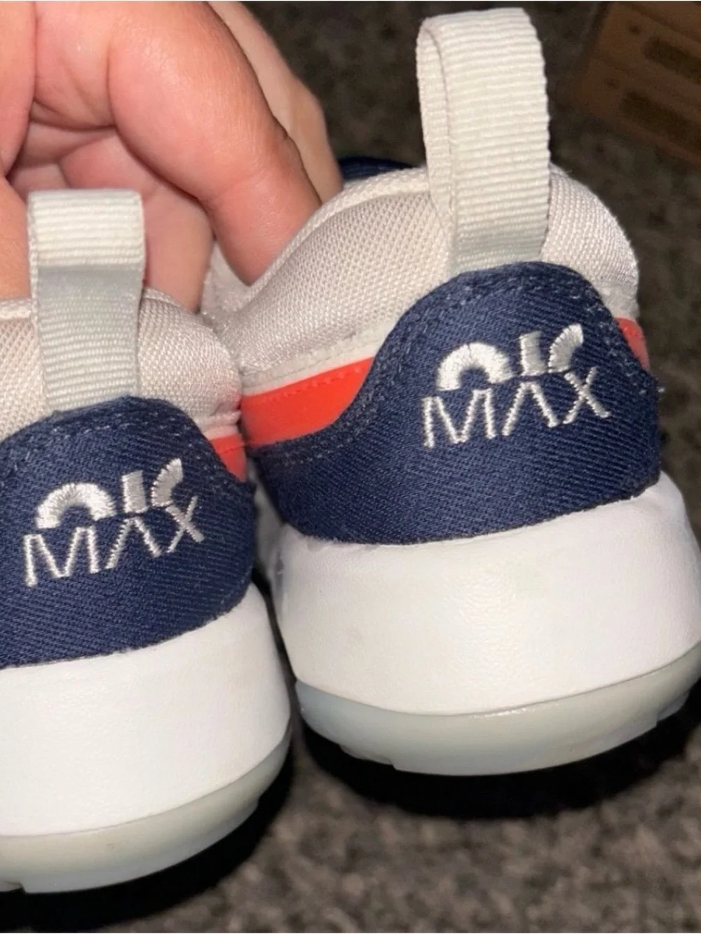 Nike Air Max Motif (PS) White with Navy and Bright Crimson Accents